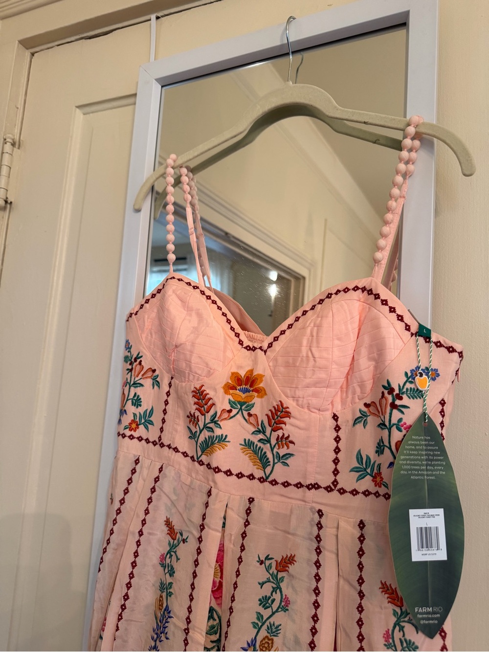 Farm Rio Pink Floral Embroidered Maxi Dress NWT - Picture 6 of 9